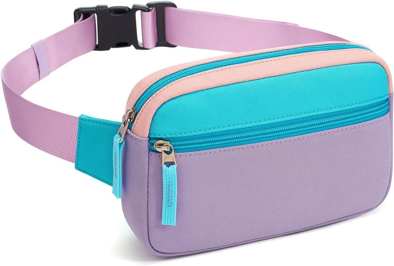 cotmcor Store Valentines Day Gifts for Kids: Fanny Pack Birthday Gift for 5 6 7 8 9 10 11 12 Year Old Teen Girls, Preppy Cute Trendy Stuff Colorblock Crossbody Bag Adjustable Belt Bags for Travel Outdoor - Image 1